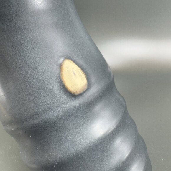 Vintage Hand Made Pottery Vase Vessel Black Glazed With Texture Knobs Signed CCI - Picture 6 of 15